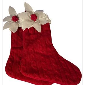 Hobby Lobby (2) Red & White Christmas Stockings